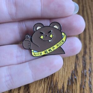 Brown Bear Saying Nice Enamel Pin